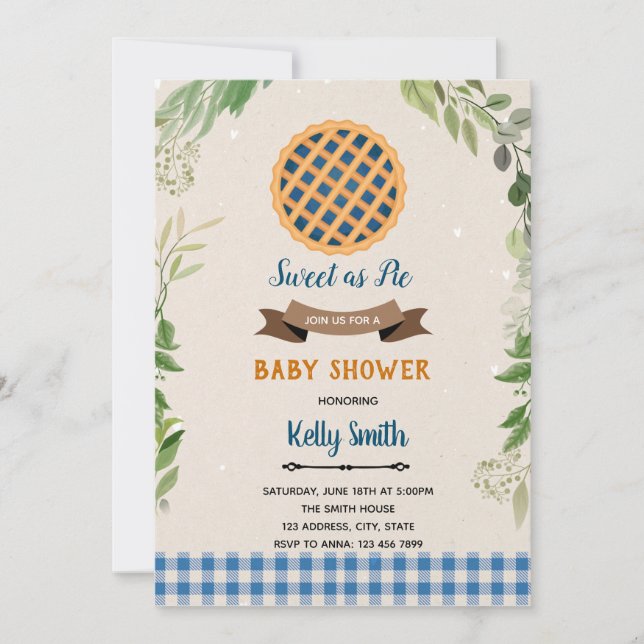 Blueberry pie shower invitation (Front)