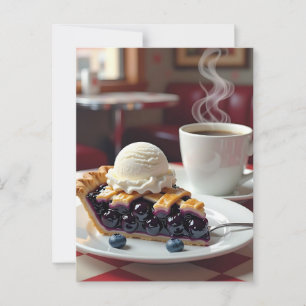 Blueberry Pie, Vanilla Ice Cream and Coffee   Postcard