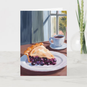 Blueberry Pie Watercolor Painting Card