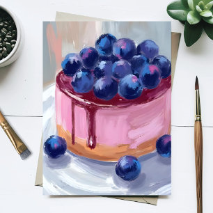 Blueberry Pie Watercolor Painting Postcard