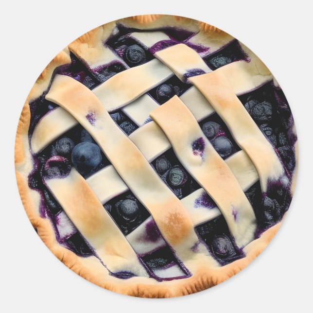 Blueberry Pie with Fancy Crust Classic Round Sticker (Front)