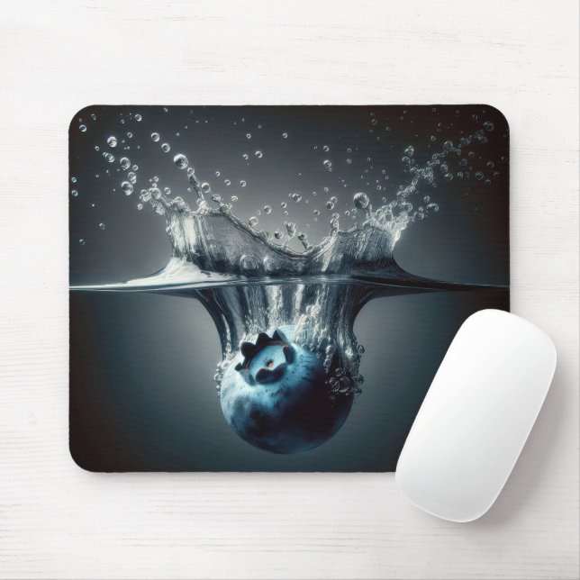 Blueberry Plunging Into Water Mouse Mat (With Mouse)