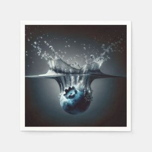 Blueberry Plunging Into Water Napkin