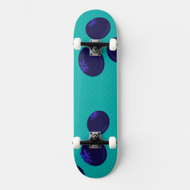 Blueberry Pop – Minimal Fruit Pattern Skateboard (Front)