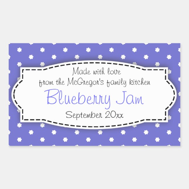 Blueberry preserve jam blue food label sticker (Front)