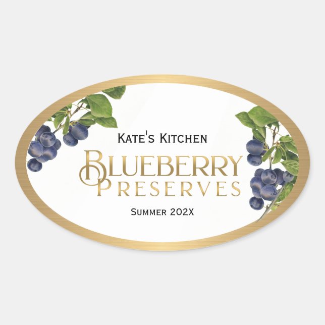 Blueberry Preserves Jelly Label Vintage (Front)