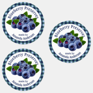 Blueberry Preserves Plaid Circle Food Label