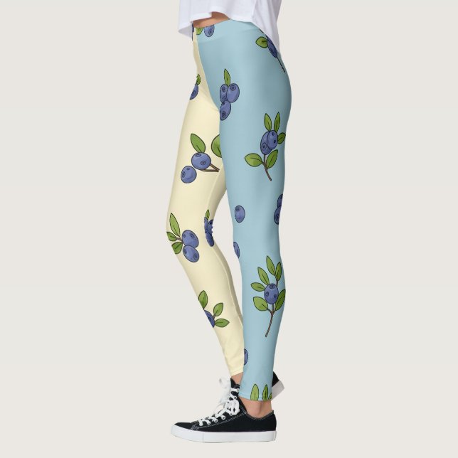 Blueberry Repeat Pattern – Pastel Vibe Leggings (Left)