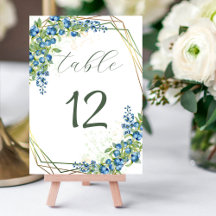 Blueberry Rustic Wedding Table Number