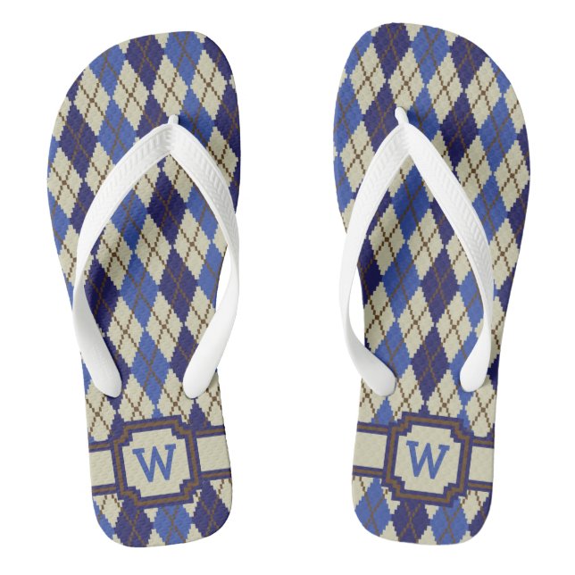 Blueberry Scone Argyle Flip Flops (Footbed)