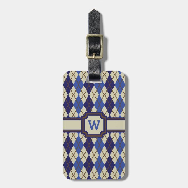 Blueberry Scone Argyle Luggage Tag (Front Vertical)