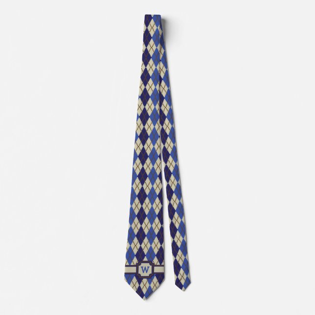Blueberry Scone Argyle Men's Neck Tie (Front)