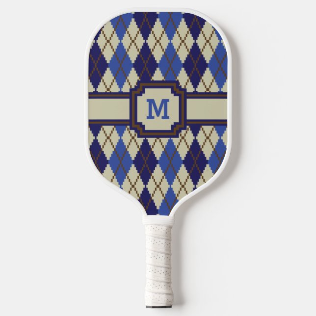 Blueberry Scone Argyle Pickleball Paddle (Front)
