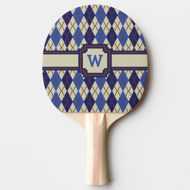 Blueberry Scone Argyle Ping Pong Paddle (Front)