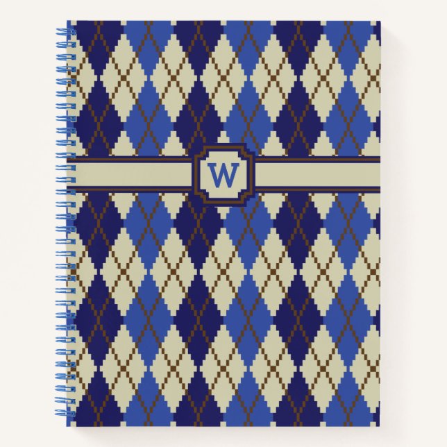 Blueberry Scone Argyle Spiral Notebook (Front)