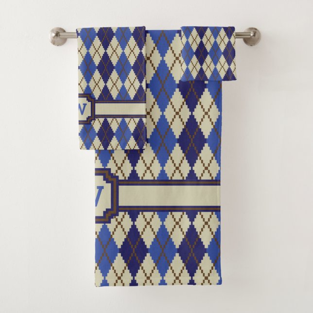 Blueberry Scone Argyle Towel Set (Insitu)
