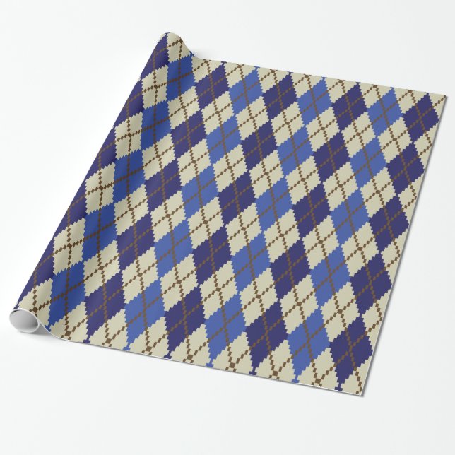 Blueberry Scone Argyle Wrapping Paper (Unrolled)