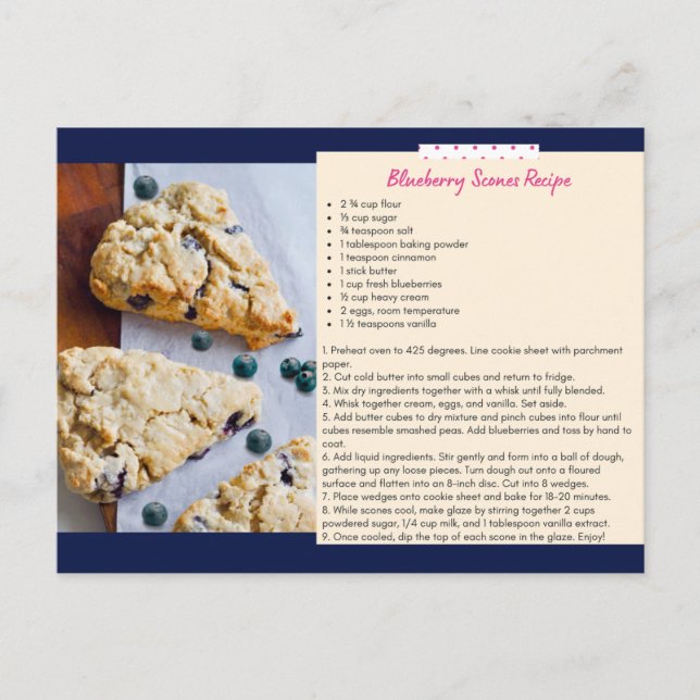 Blueberry Scones Recipe Postcard (Front)