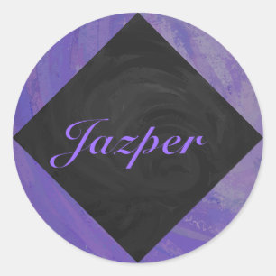 Blueberry Smear and Black Monogram Classic Round Sticker