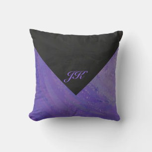 Blueberry Smear and Black Monogram Cushion