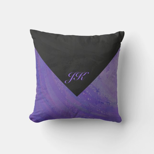 Blueberry Smear and Black Monogram Cushion (Front)