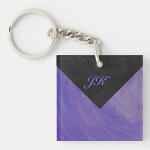 Blueberry Smear and Black Monogram Key Ring
