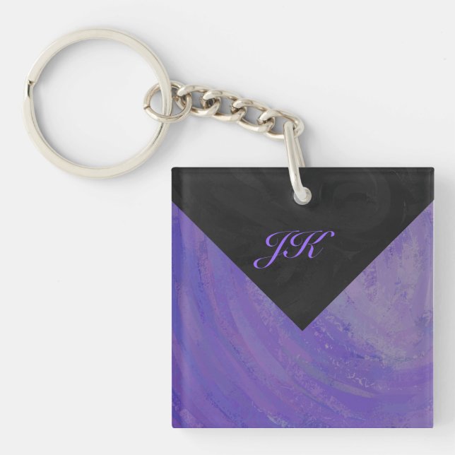 Blueberry Smear and Black Monogram Key Ring (Front)
