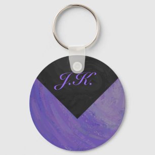 Blueberry Smear and Black Monogram Key Ring