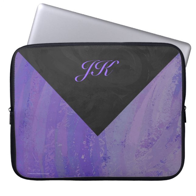 Blueberry Smear and Black Monogram Laptop Sleeve (Front)