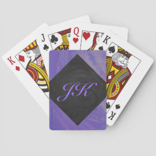 Blueberry Smear and Black Monogram Playing Cards