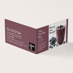 Blueberry Smoothie, Juice Bar, Detailed Business Card