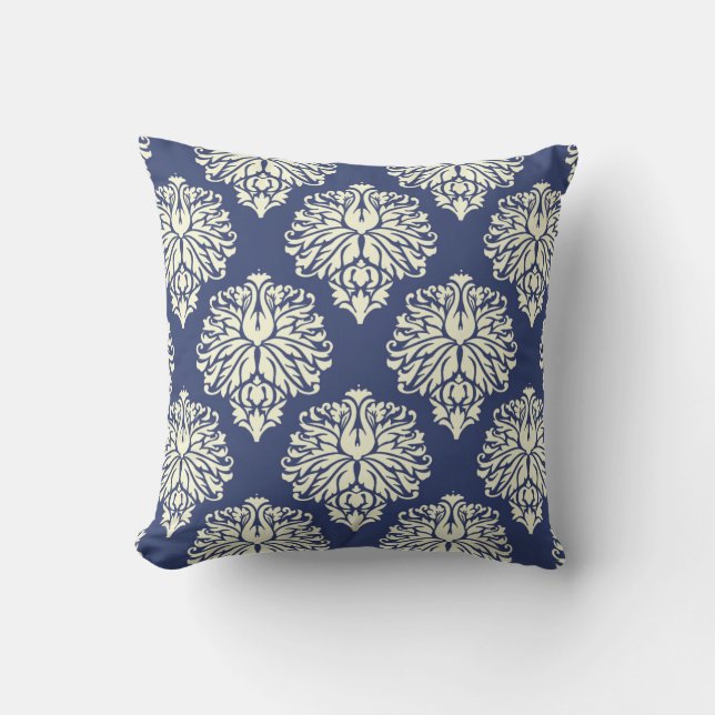 Blueberry Southern Cottage Damask Cushion (Front)
