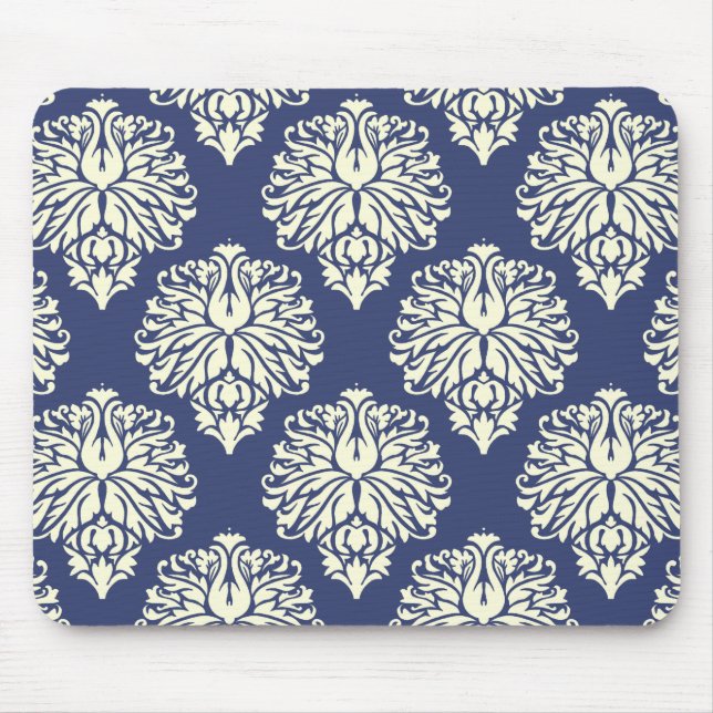 Blueberry Southern Cottage Damask Mouse Mat (Front)