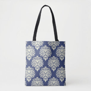 Blueberry Southern Cottage Damask Tote Bag