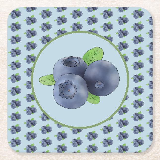 blueberry square paper coaster (Front)
