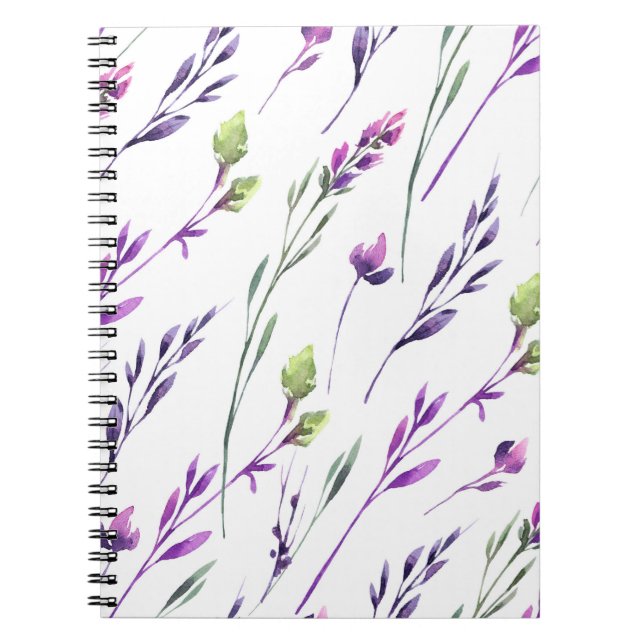 Blueberry Stems Watercolor Spiral Notebook (Front)