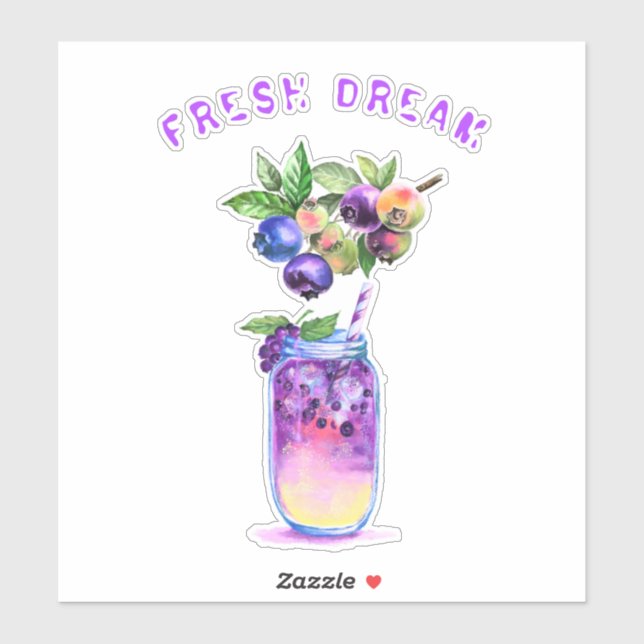 Blueberry Sticker Fruits Juice Cool Drink Cocktail (Sheet)