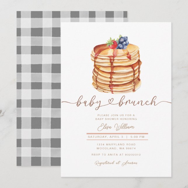 Blueberry Strawberry Baby Brunch Baby Shower  Invitation (Front/Back)