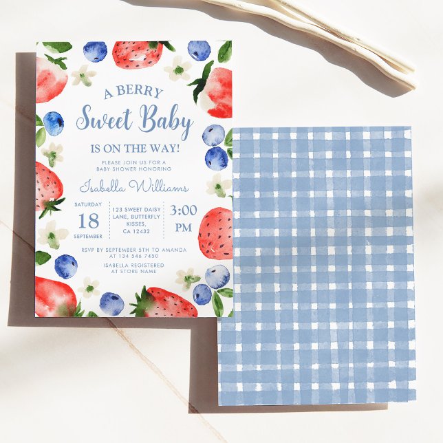 Blueberry Strawberry Berry Sweet Baby Shower Invitation (Creator Uploaded)