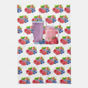 Blueberry & Strawberry Smoothie Tea Towel