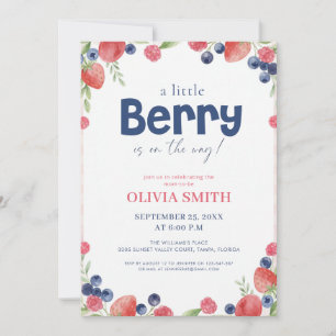 Blueberry Strawberry Watercolor Baby Shower Invitation