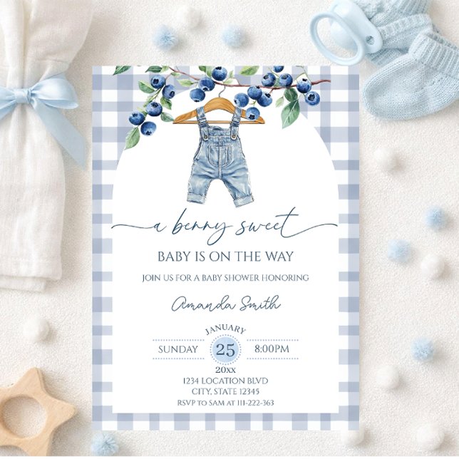  Blueberry sweet baby boy baby shower Invitation (Creator Uploaded)