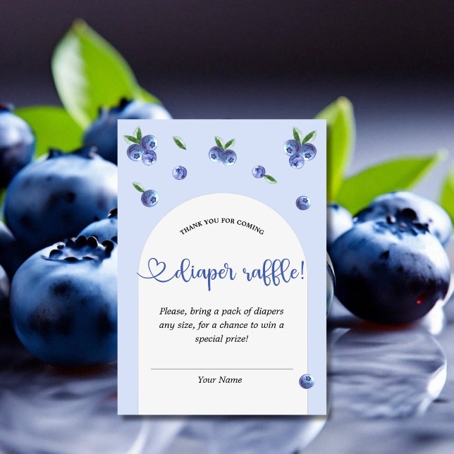 Blueberry Sweet Boy Baby Shower Diaper Raffle  Enclosure Card (Blueberry Sweet Boy Baby Shower Diaper Raffle Enclosure Card)