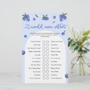 Blueberry Sweet Watercolor Boy Baby Shower Game