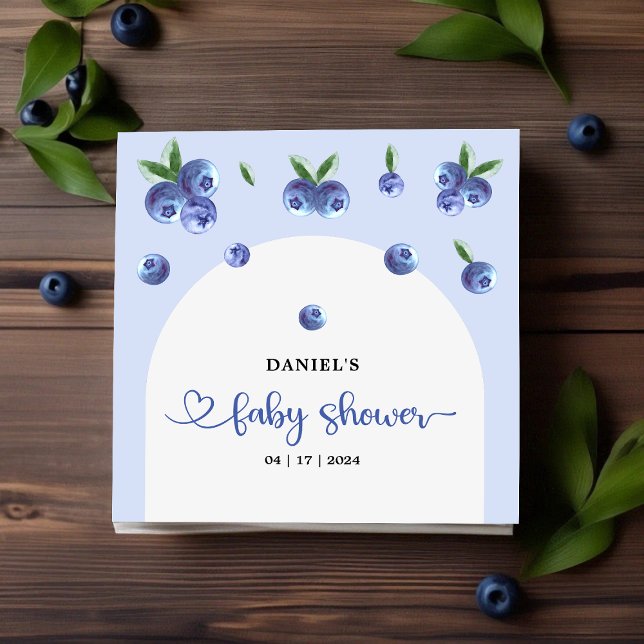 Blueberry Sweet Watercolor Boy Baby Shower Napkin (Blueberry Sweet Watercolor Boy Baby Shower Napkin)