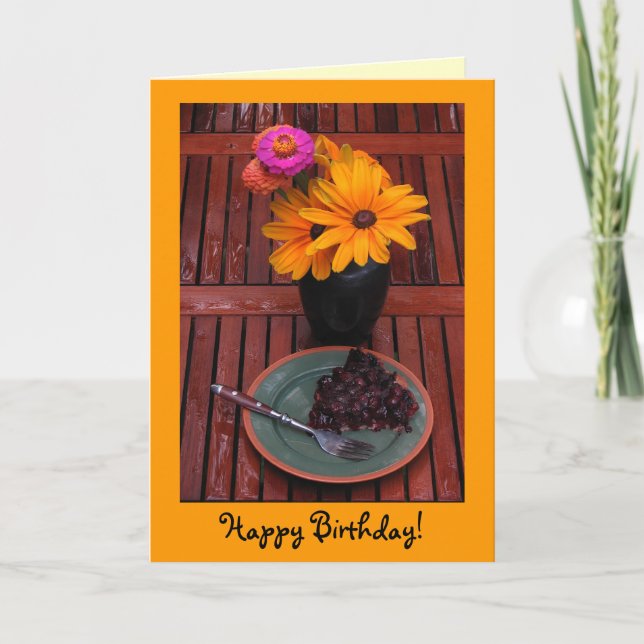 Blueberry Tart & Flowers Birthday Card (Front)