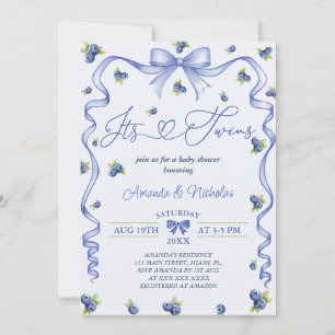 Blueberry Twins Baby Shower Invitation