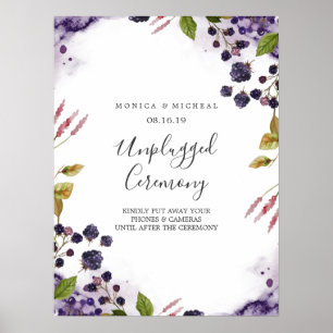 Blueberry Unplugged Wedding Ceremony Sign