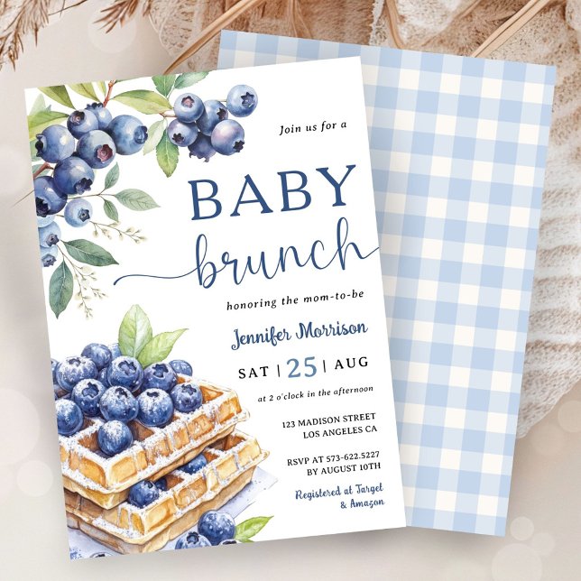 Blueberry Waffle Baby Brunch Boy Baby Shower Invitation (Creator Uploaded)