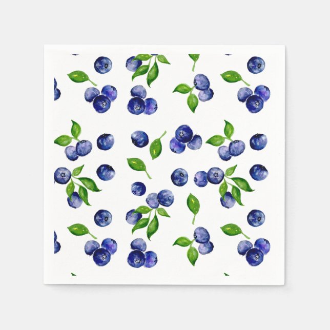 Blueberry Watercolor Berry First Birthday Napkin (Front)